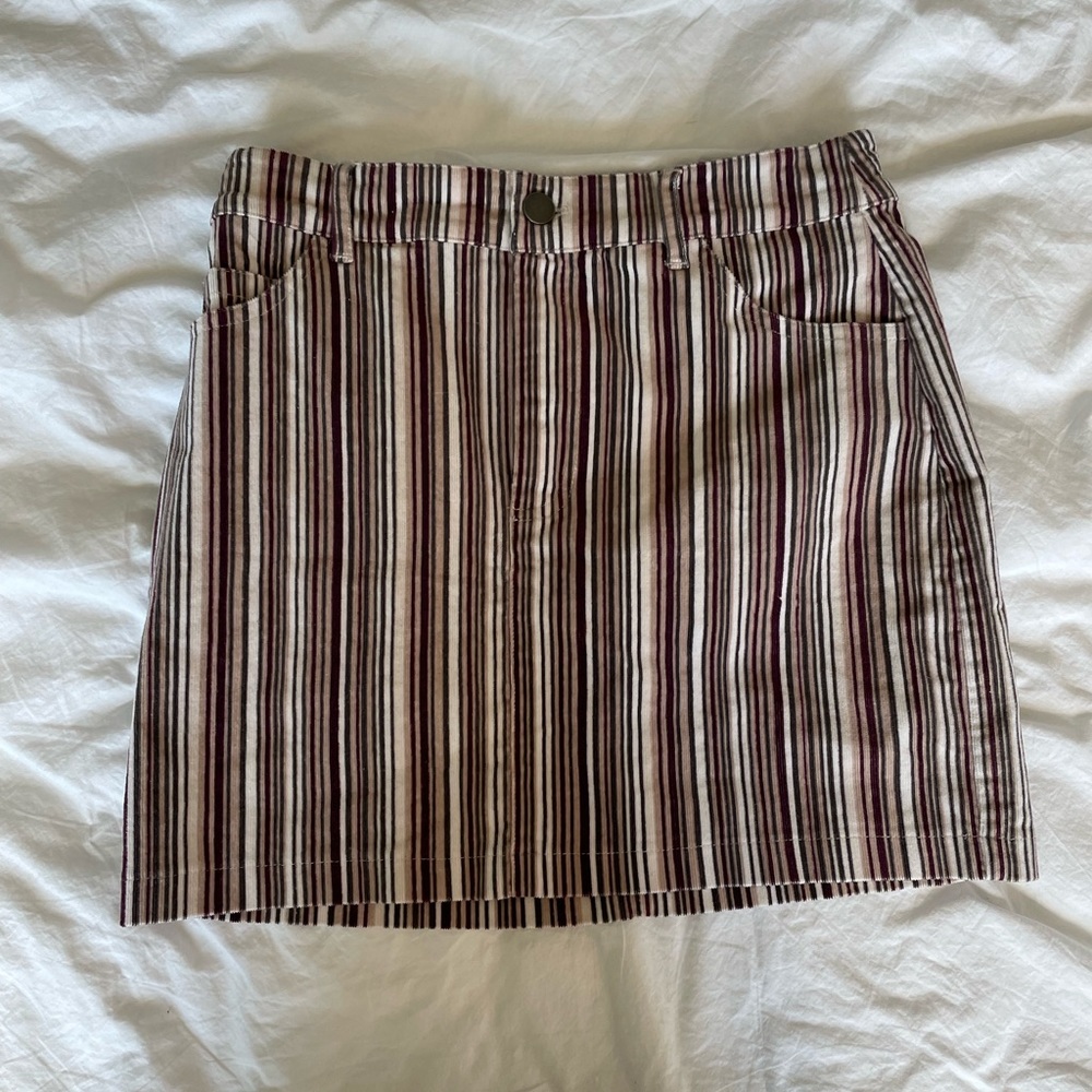 Striped y2k hippie stretchy mini corduroy skirt